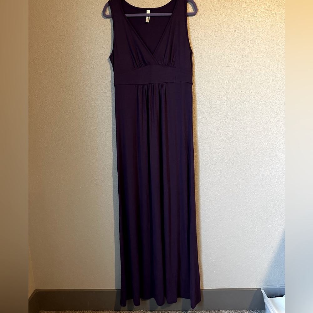 Loveappella Long Purple Dress with Empire Waist - X-Large